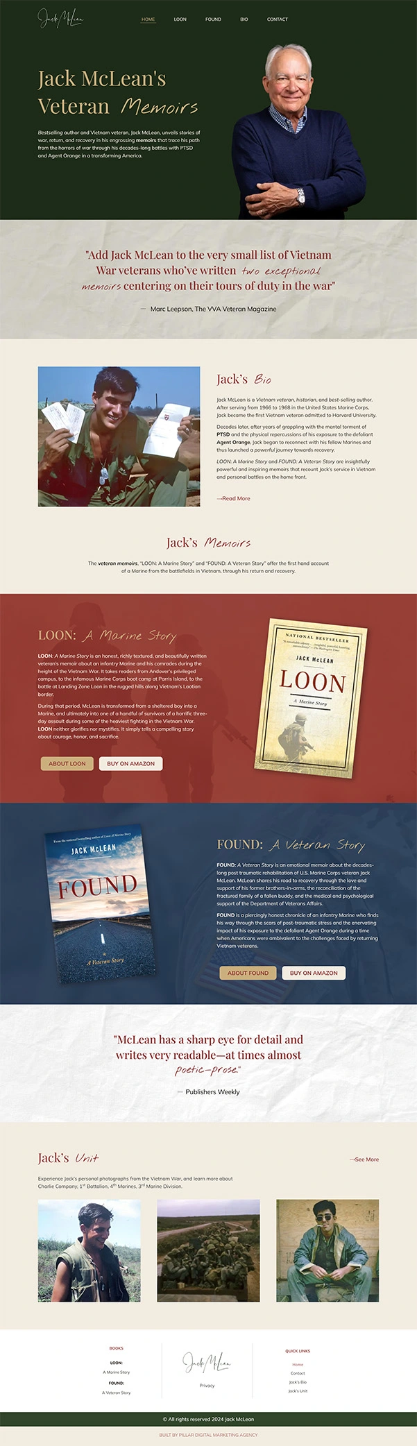 Website design for author - jackmclean.com