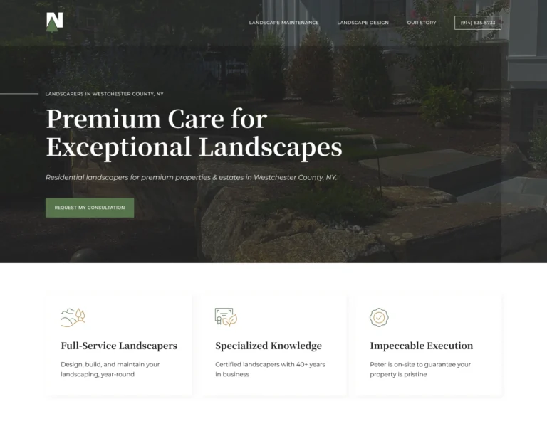 example 1 website design mockup for landscaper