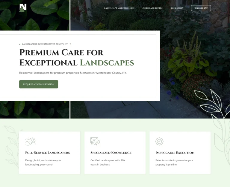 example 2 website design mockup for landscaper